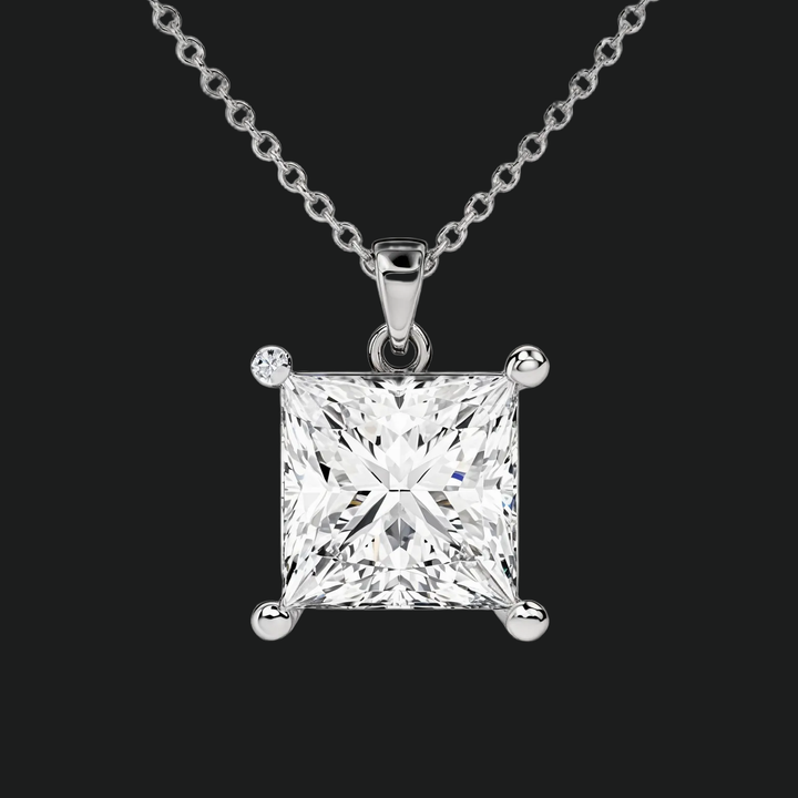 Prinzessin Cut Diamond Solitaire Anhänger Halskette