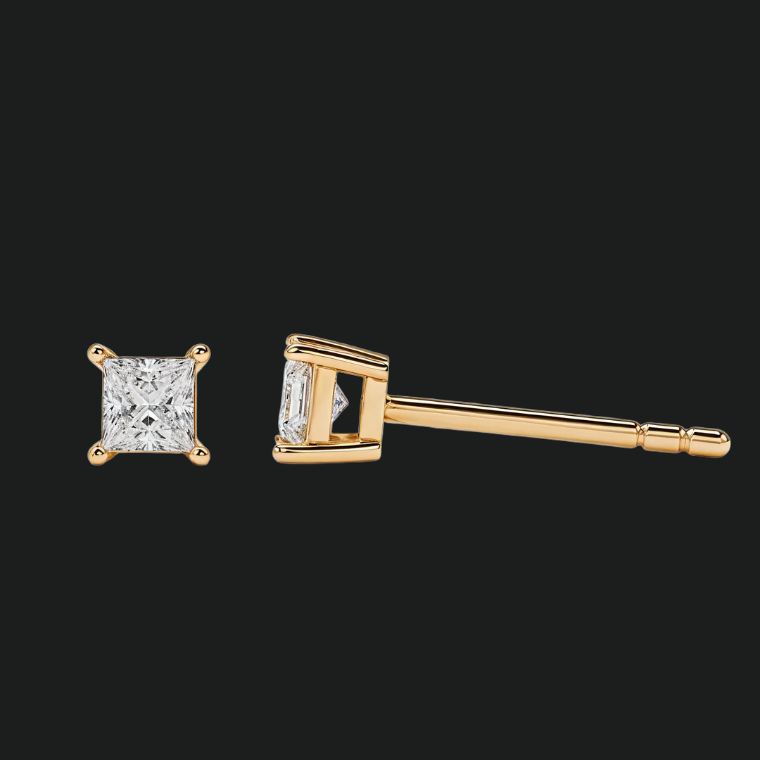 Princess Cut Diamond Stud Earrings - 9kt White Gold with Lab-Grown Diamond
