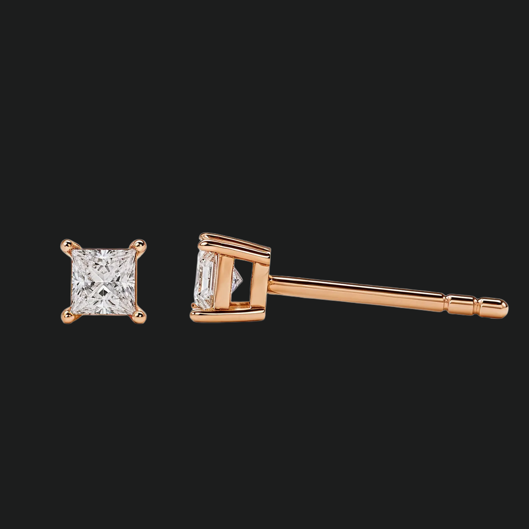 Prinses Cut Diamond Stud -oorbellen