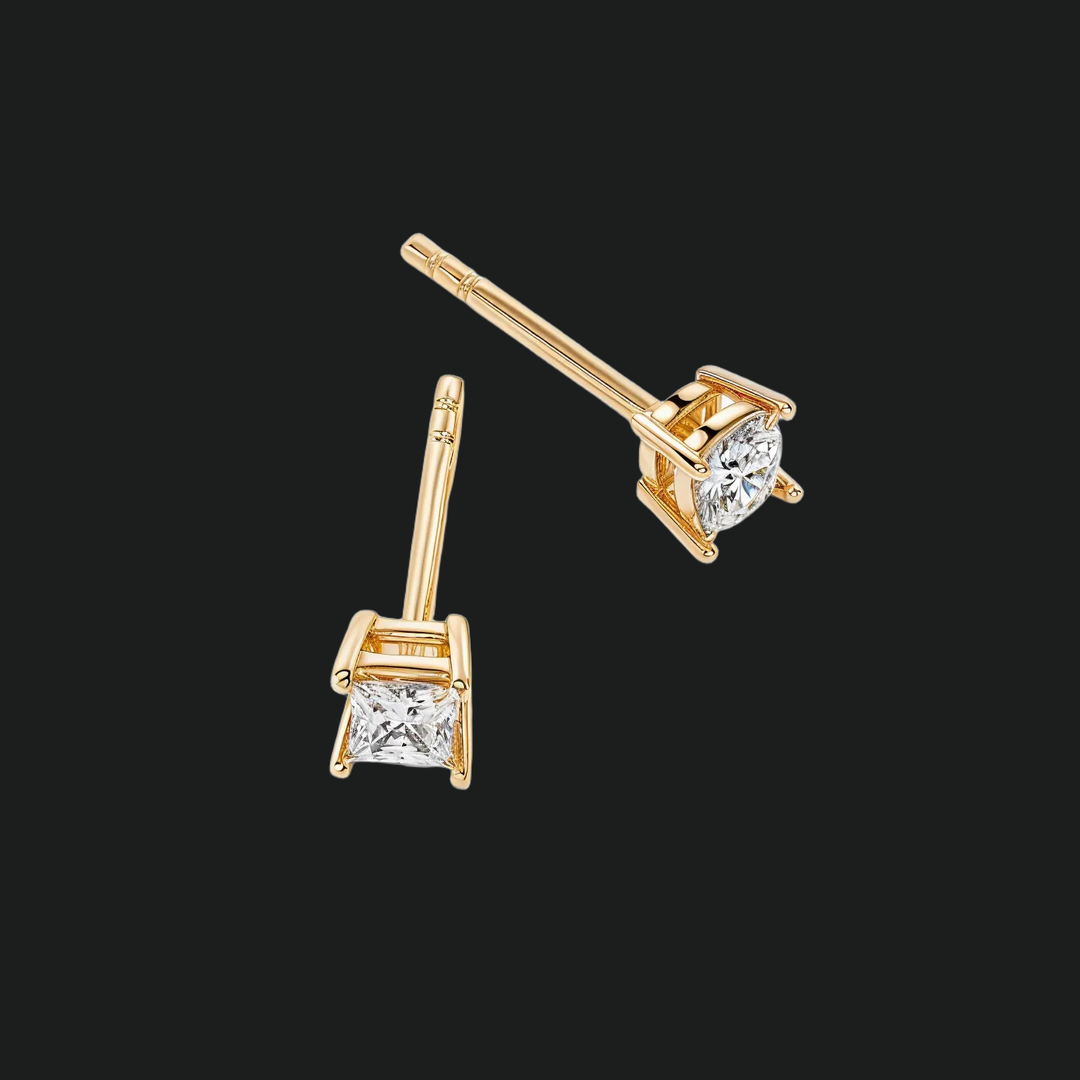 Prinses Cut Diamond Stud -oorbellen