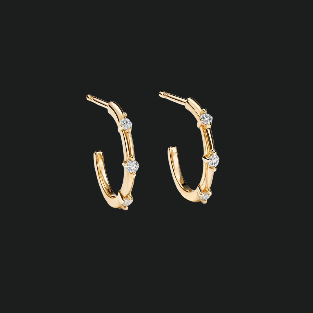 Prong-Set Diamond Hoop Earrings - 9kt White Gold with Lab-Grown Diamond