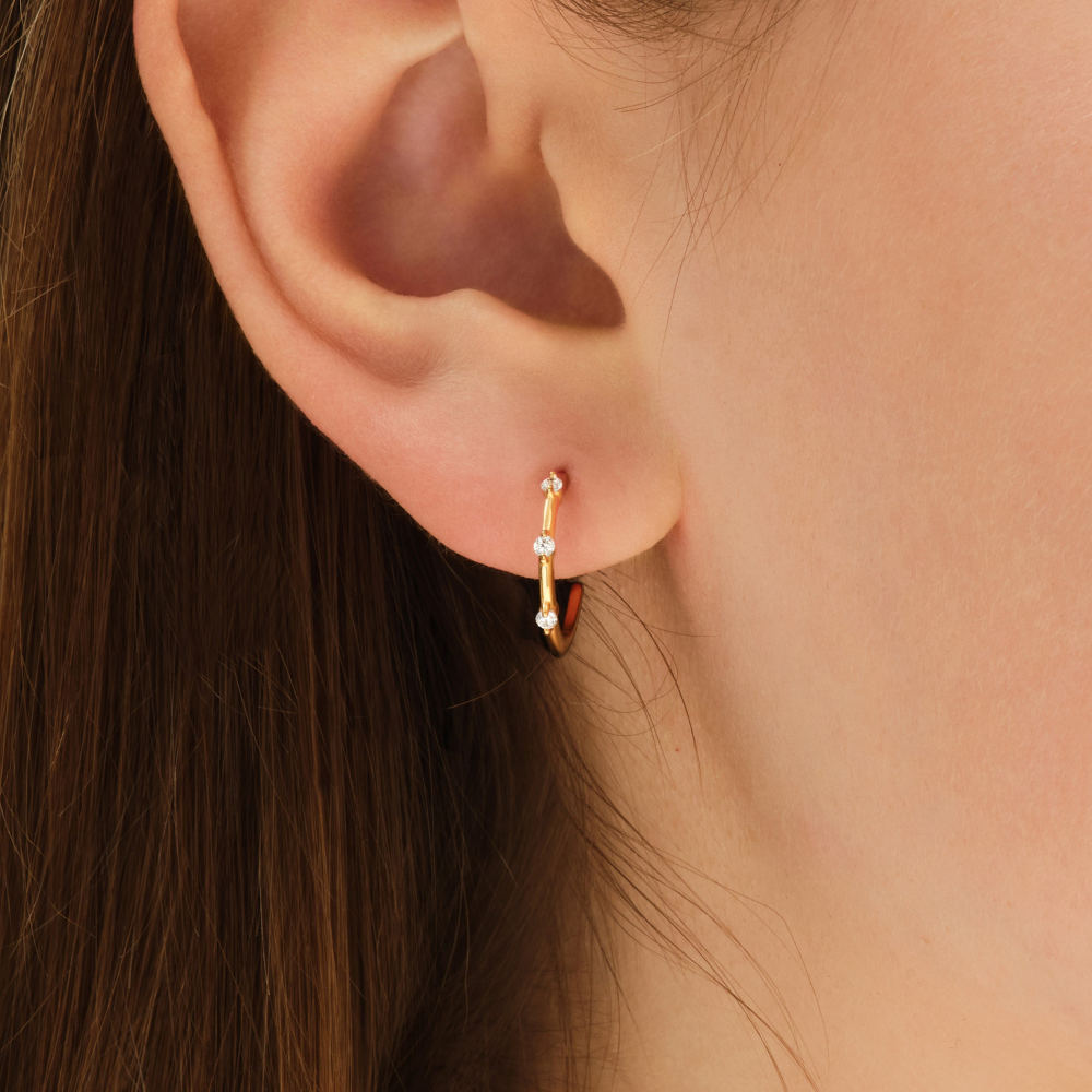 Prong-Set Diamond Hoop Earrings