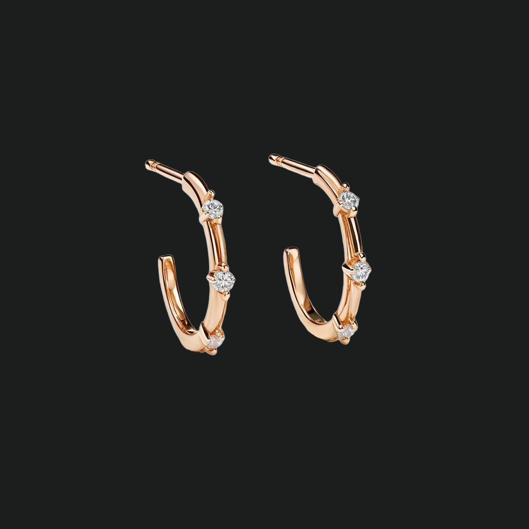 Lang-set diamant hoepel oorbellen