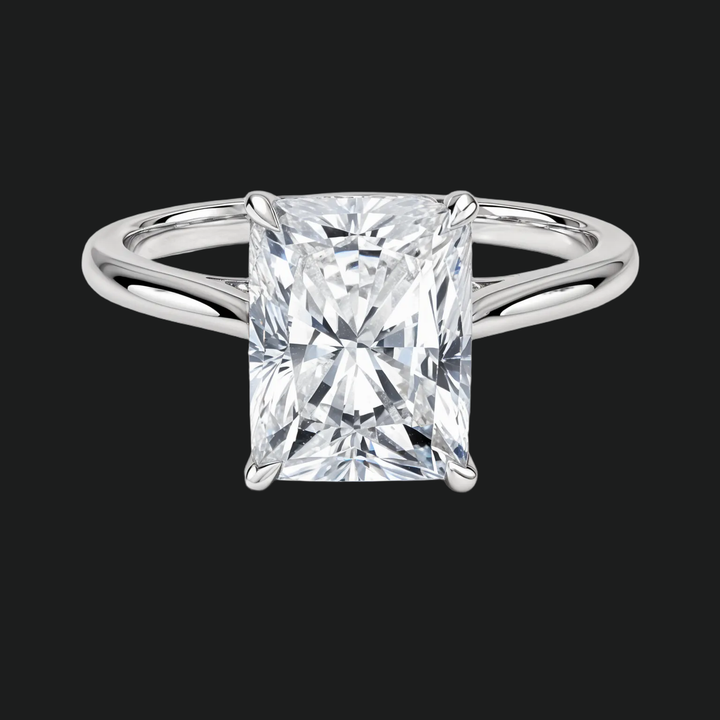 Radiant Cut ukryty pierścionek zaręczynowy Halo z diamentowymi akcentami