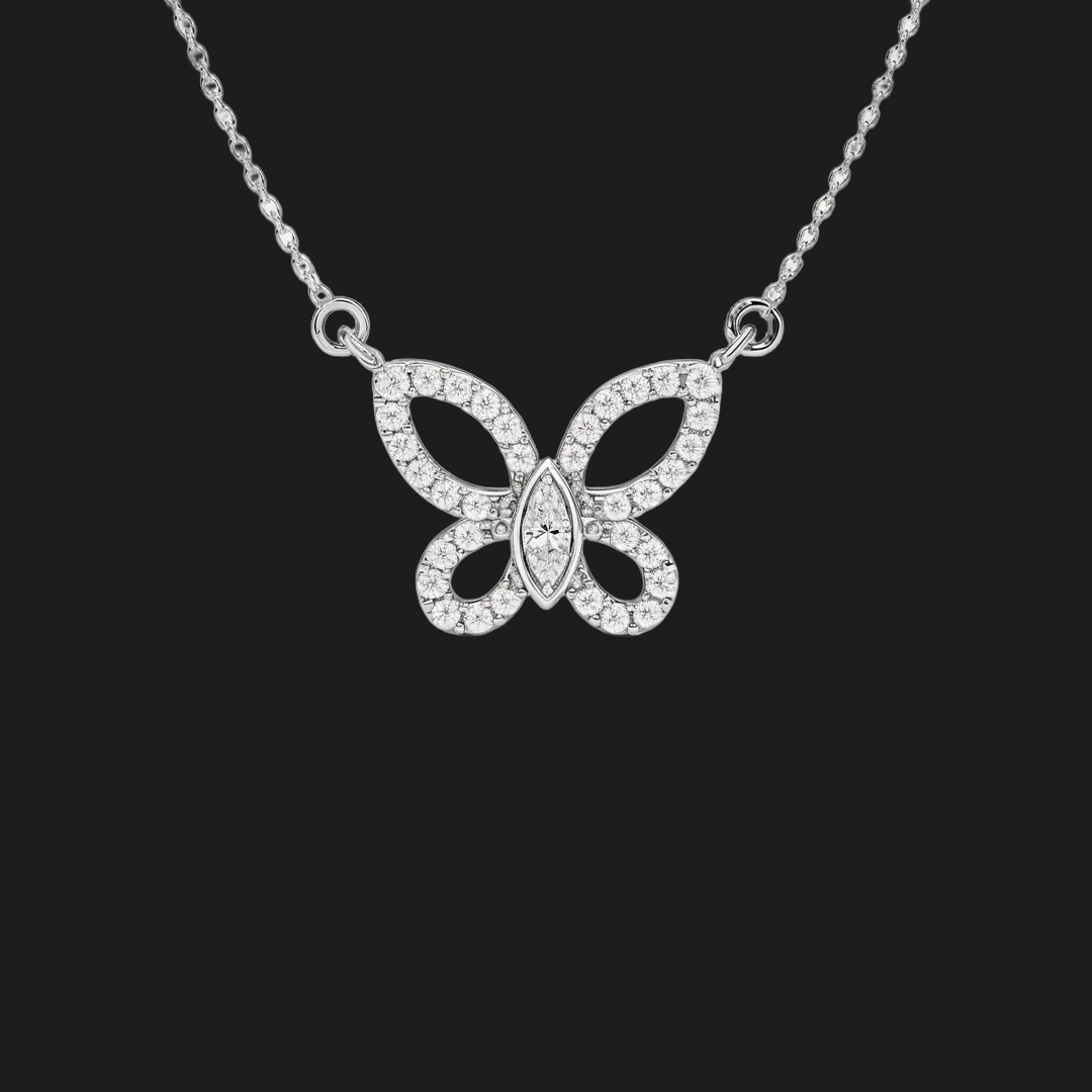 Ronde gesneden vlinder diamant hang ketting