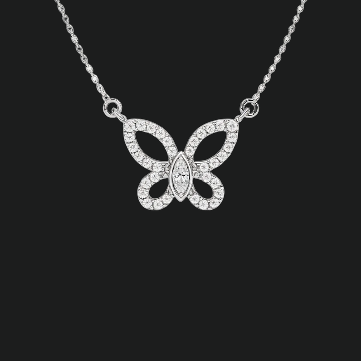 Ronde gesneden vlinder diamant hang ketting