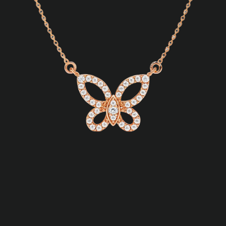 Ronde gesneden vlinder diamant hang ketting