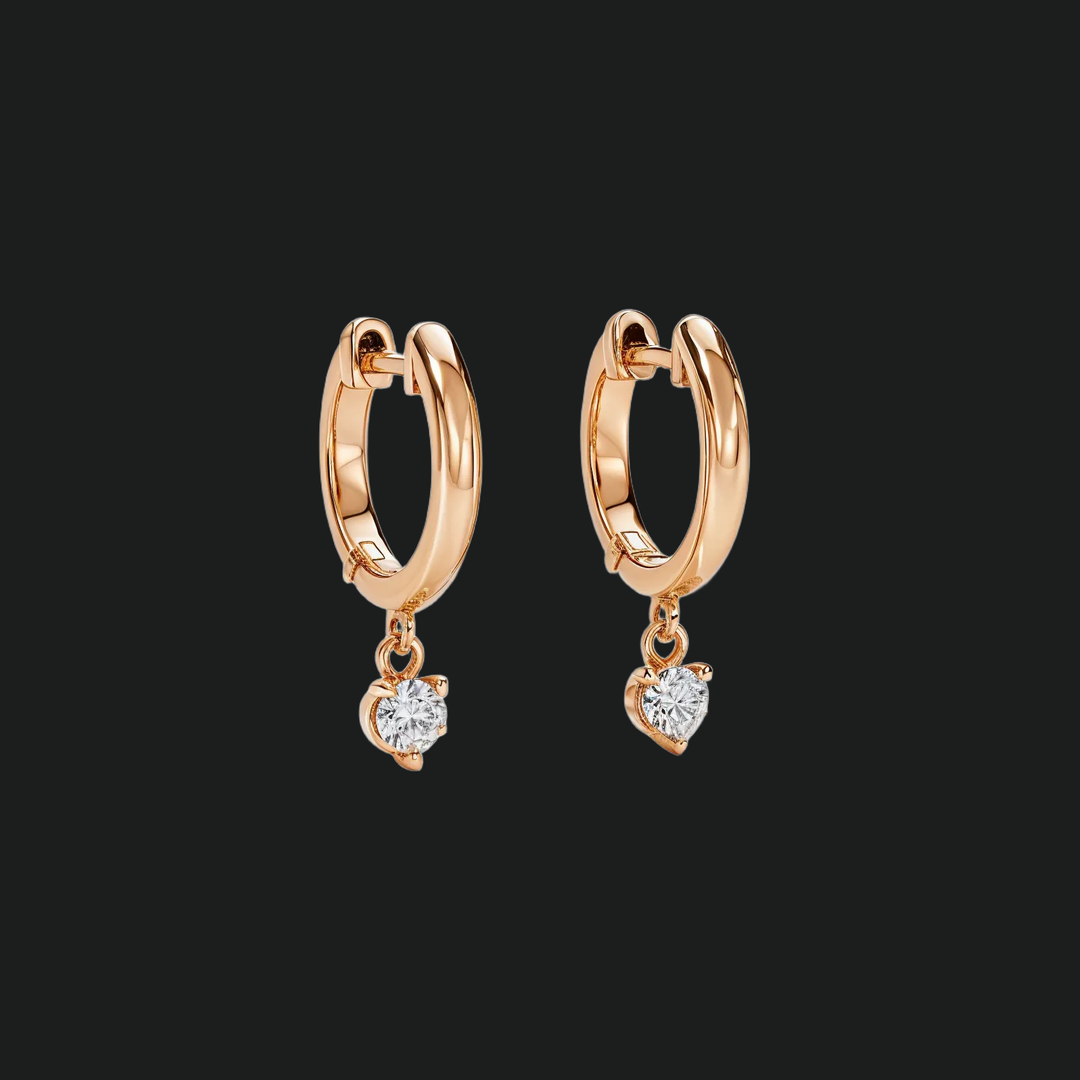 Ronde diamant drop huggie hoepel oorbellen