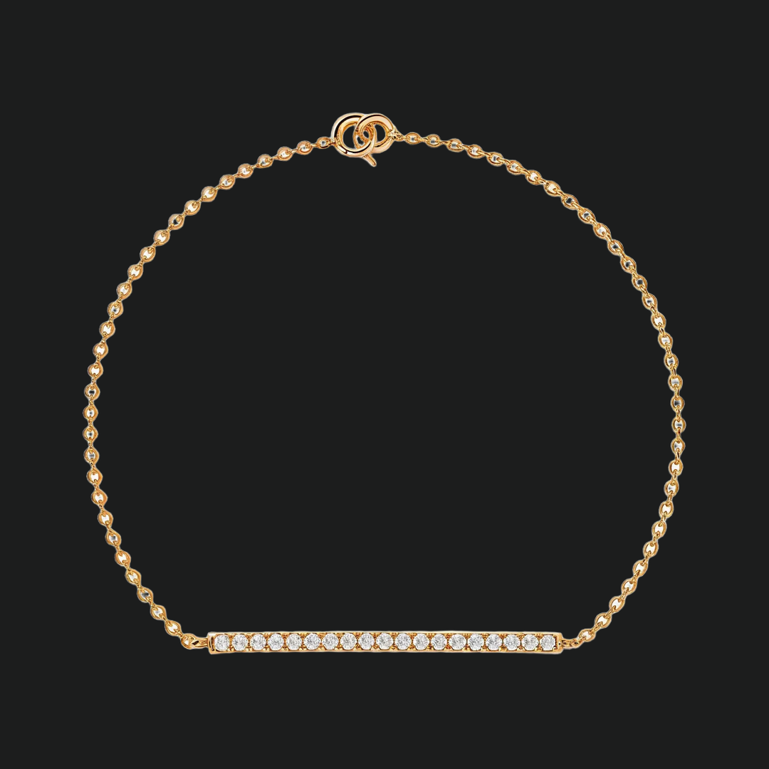 Round Diamond Bar Bracelet - 9kt White Gold with Lab-Grown Diamond