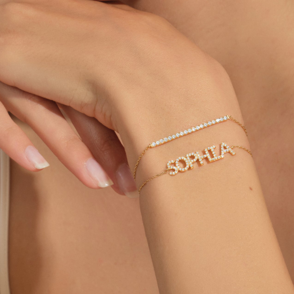 Round Diamond Bar Bracelet