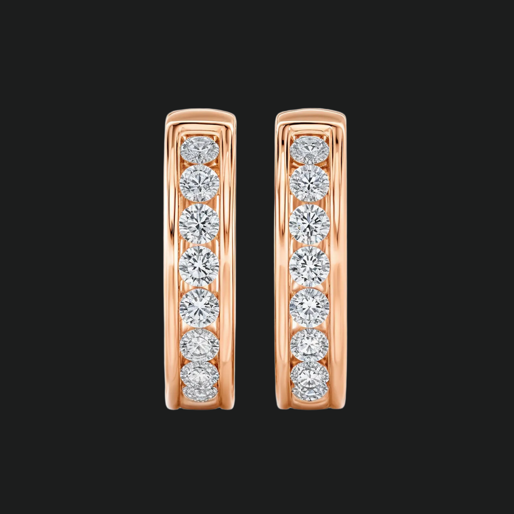 Round Diamond Huggie Hoop Earrings