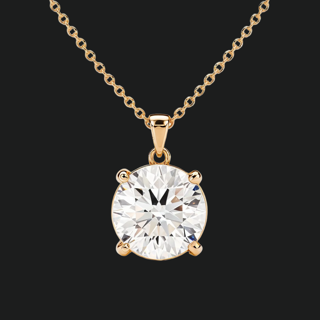 Round Diamond Solitaire Pendant Necklace - 9kt White Gold with Lab-Grown Diamond