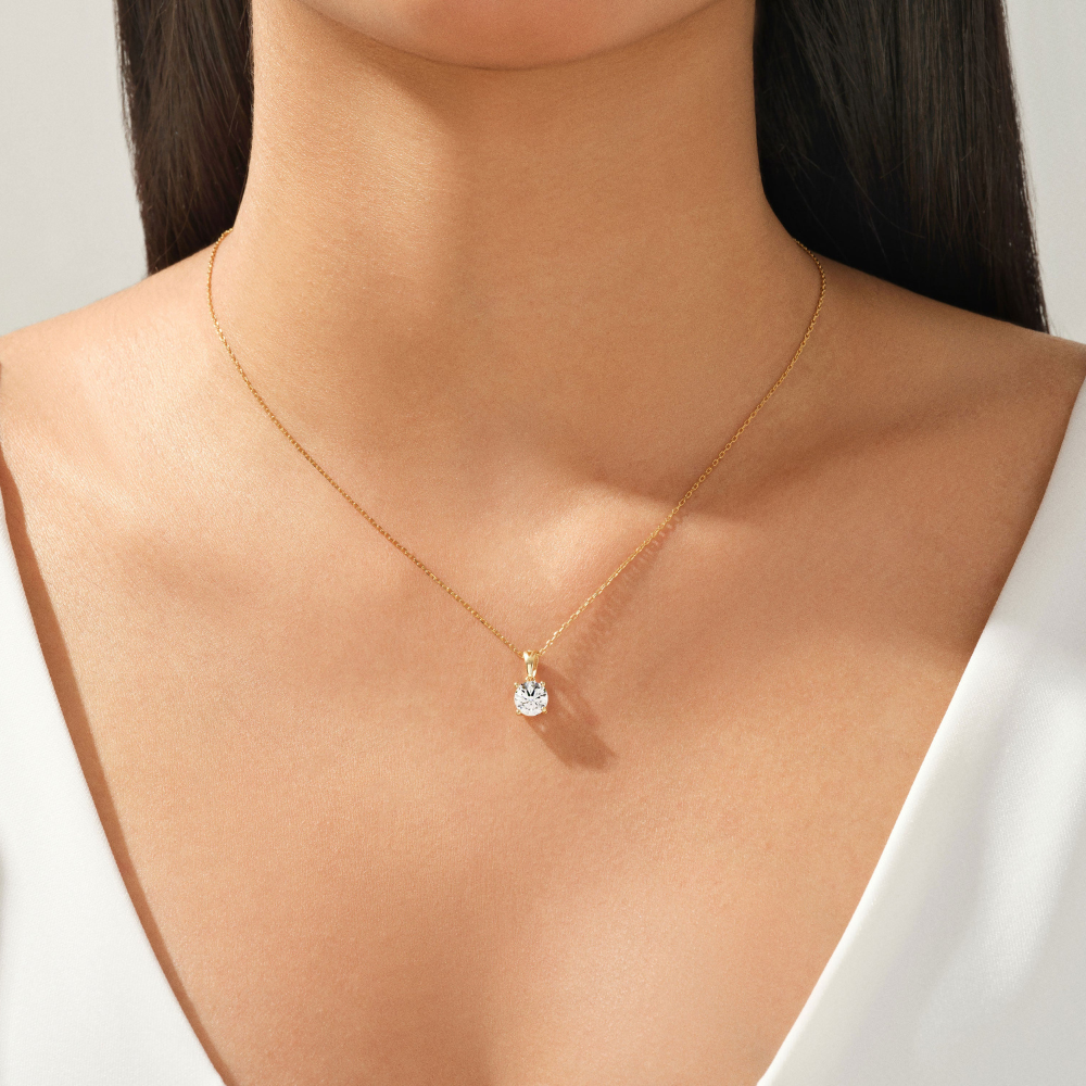 Round Diamond Solitaire Pendant Necklace