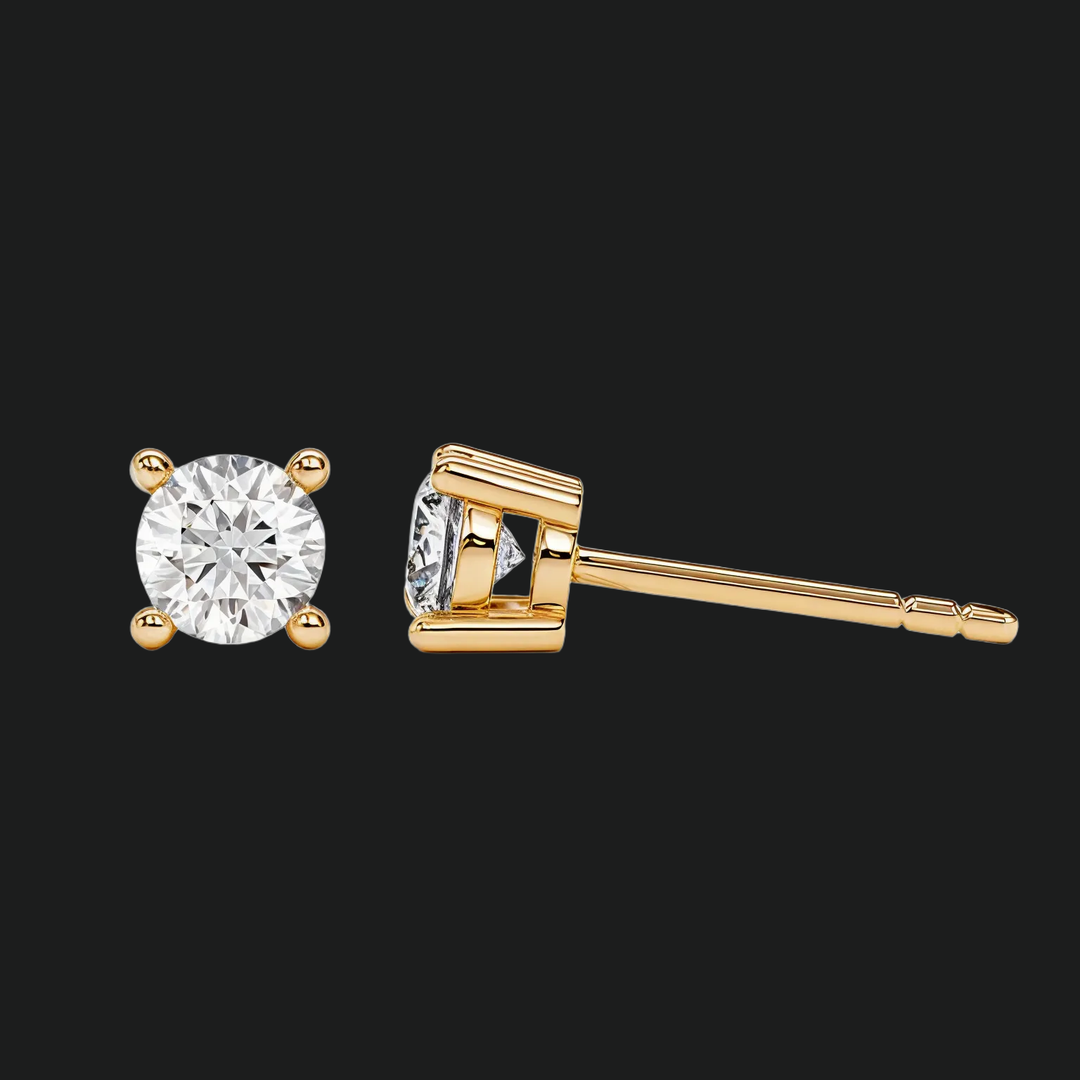 Round Cut Diamond Stud Earrings (1) - 9kt White Gold with Lab-Grown Diamond