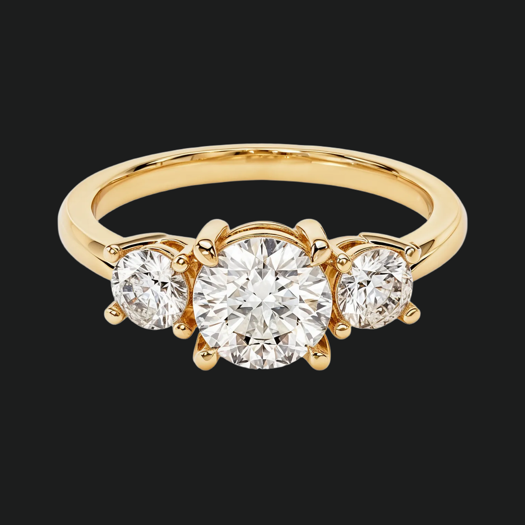 Bague de fiançailles des accents de diamant à trois pierres en or blanc 9kt