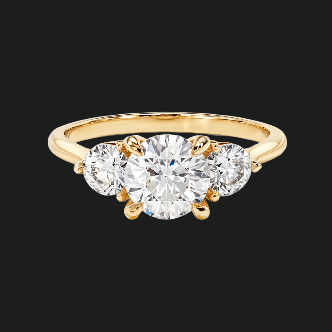 Round trois pierres Round Accents Accents Ring (1) en or blanc 9kt