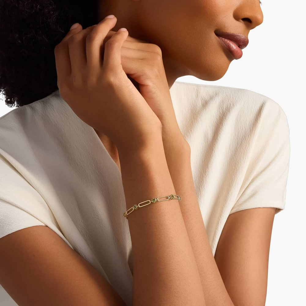 Round Peridot Paperclip Bracelet