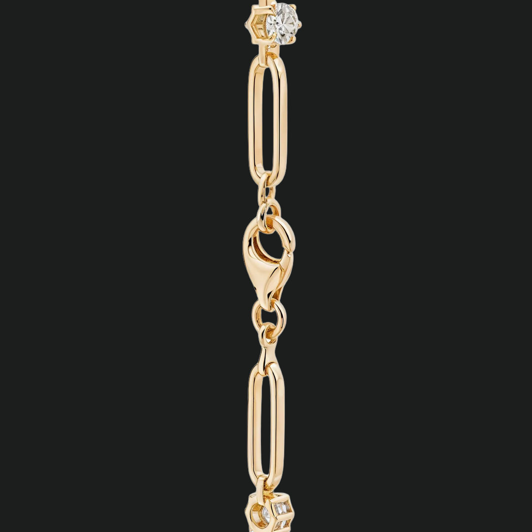 Round Peridot Paperclip Bracelet