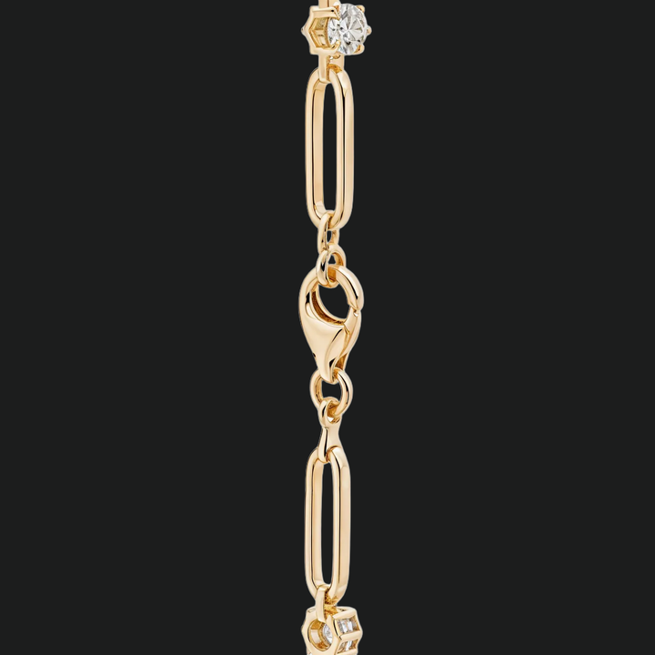 Round Peridot Paperclip Bracelet