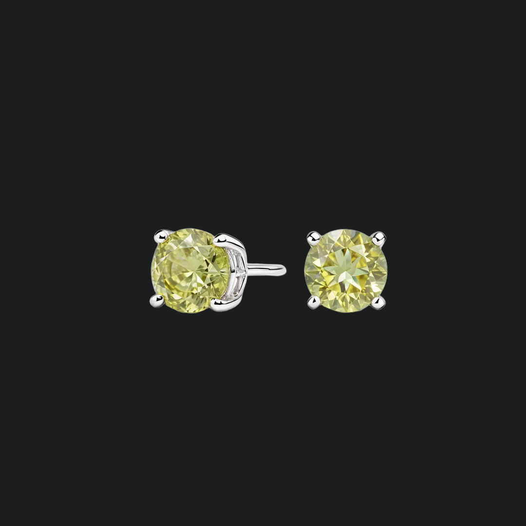 Ronde Peridot Solitaire Stud -oorbellen