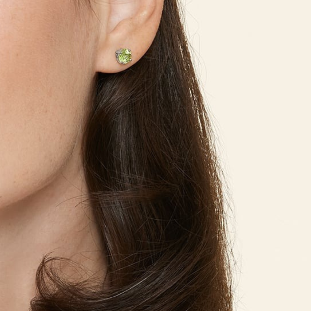 Ronde Peridot Solitaire Stud -oorbellen