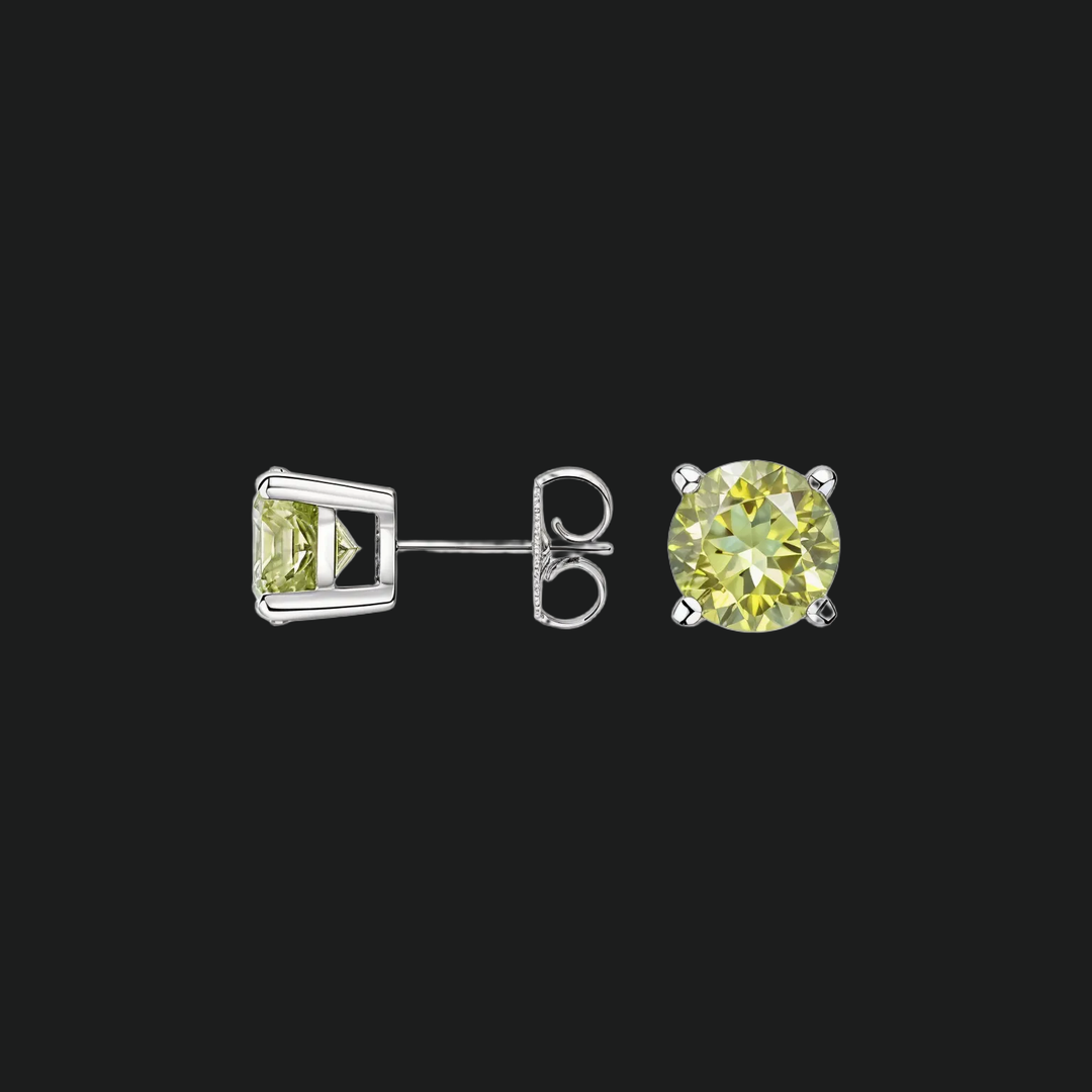 Ronde Peridot Solitaire Stud -oorbellen