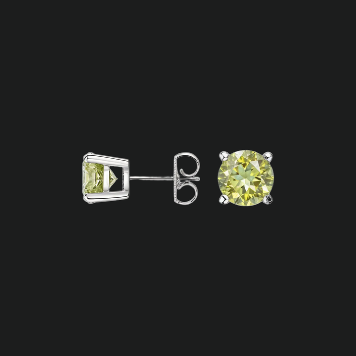 Ronde Peridot Solitaire Stud -oorbellen