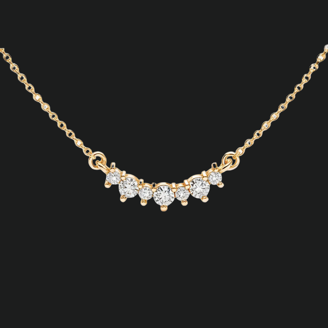 Curved Diamond Bar Necklace - 9kt White Gold with Lab-Grown Diamond