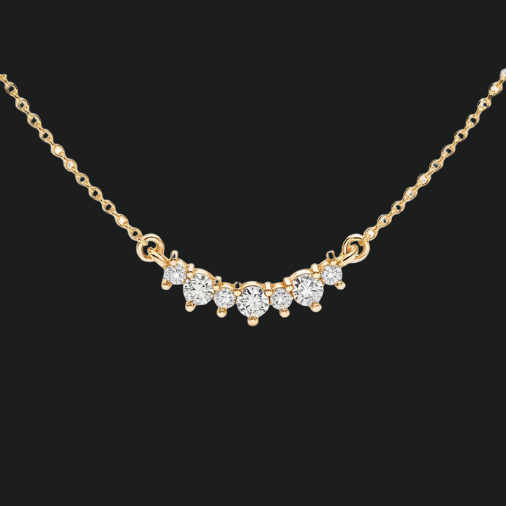 Gebogene Diamantstangenhalskette - 9kt Weißgold mit Laborgewachsenen Diamanten