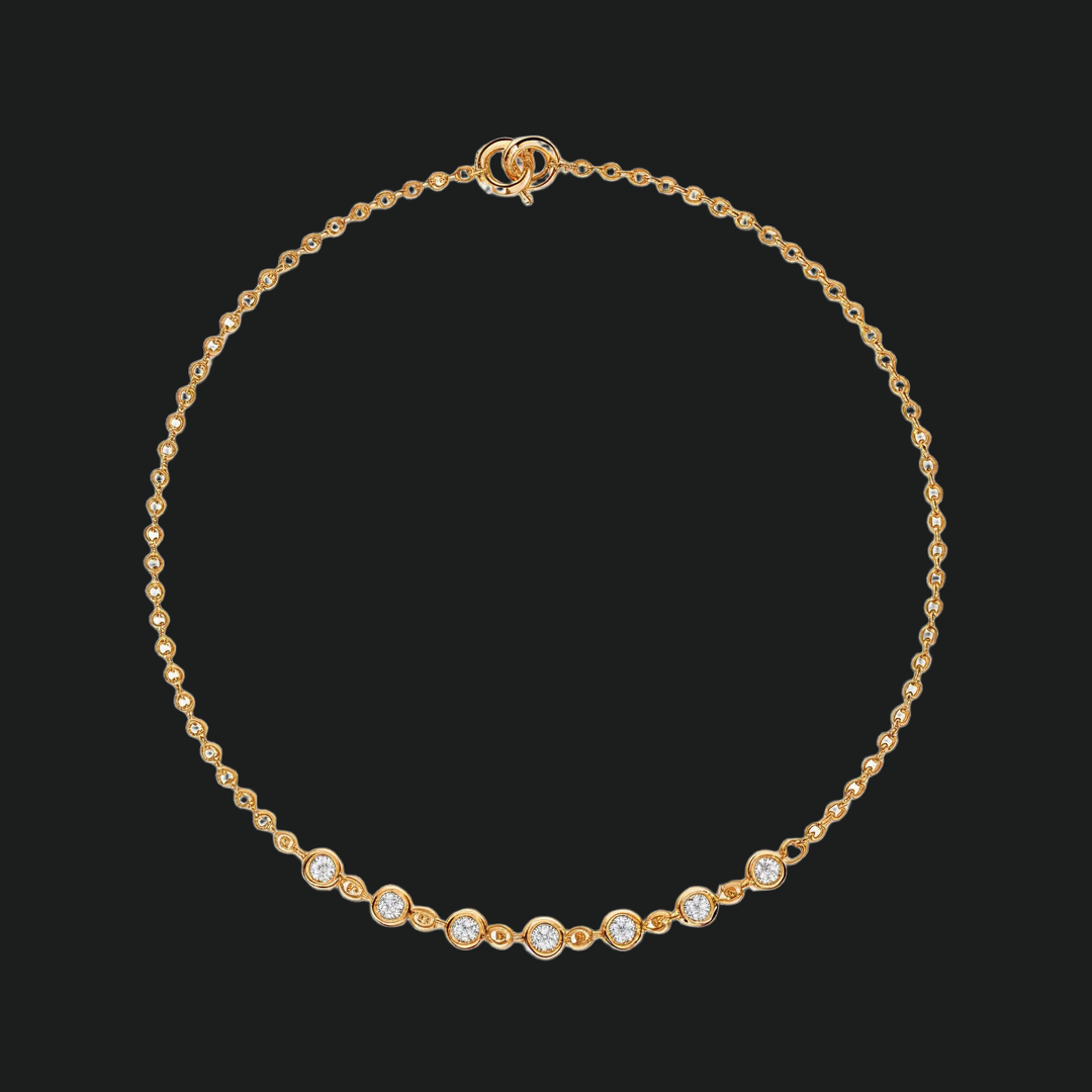 Seven-Stone Round Diamond Bezel Tennis Bracelet - 9kt White Gold with Lab-Grown Diamond