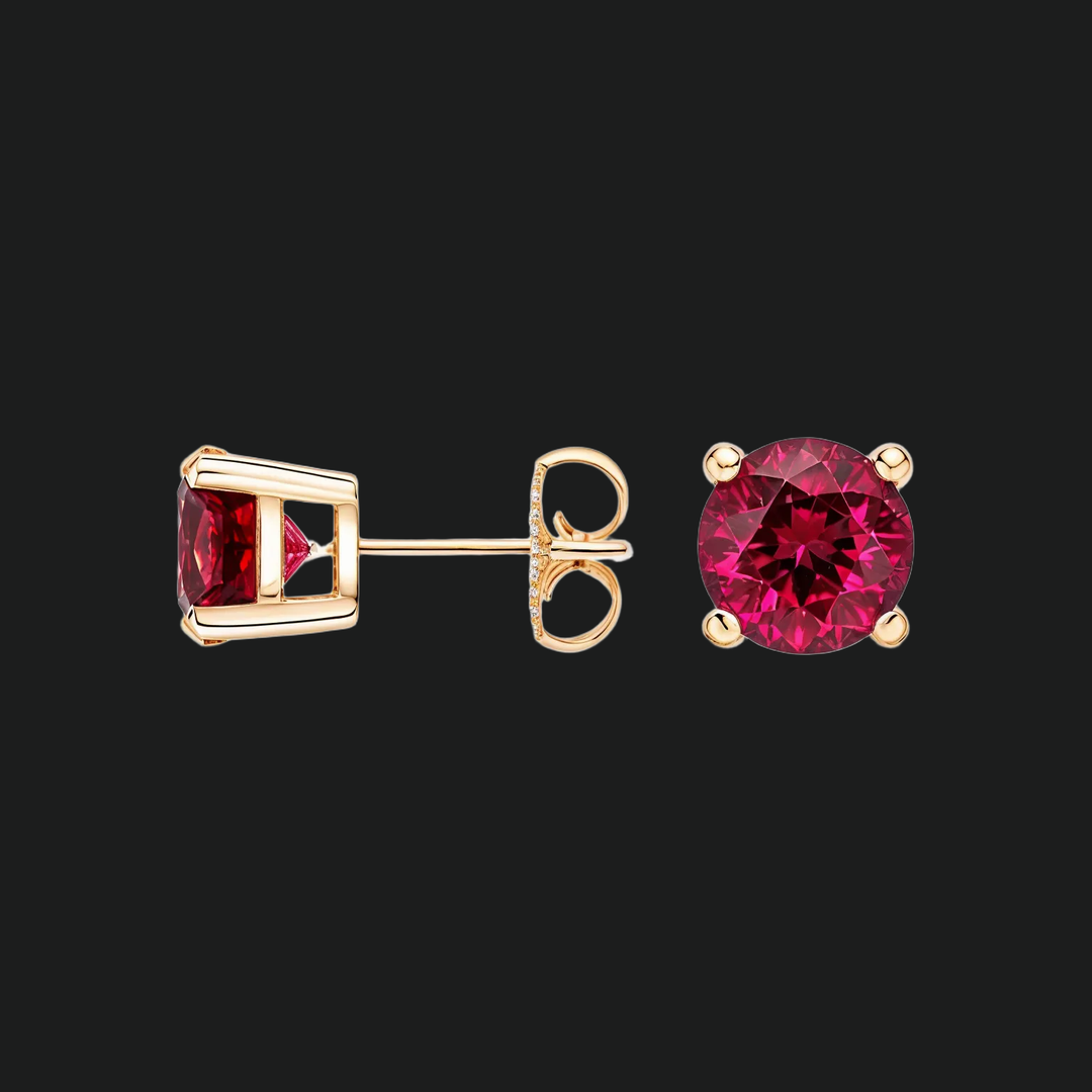 Ronde Ruby Stud -oorbellen