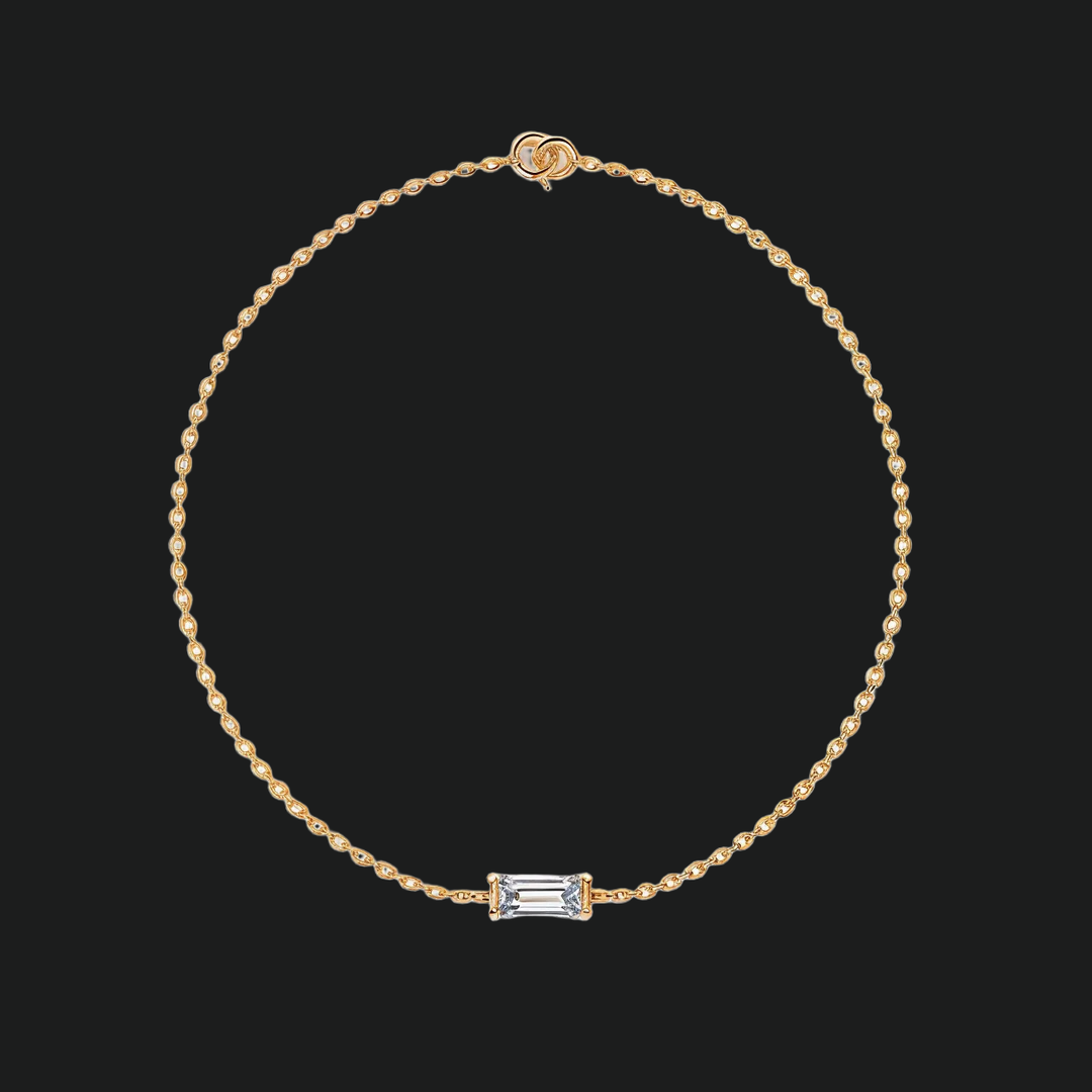 Solo Baguette Diamond Bar Bracelet - 9kt White Gold with Lab-Grown Diamond