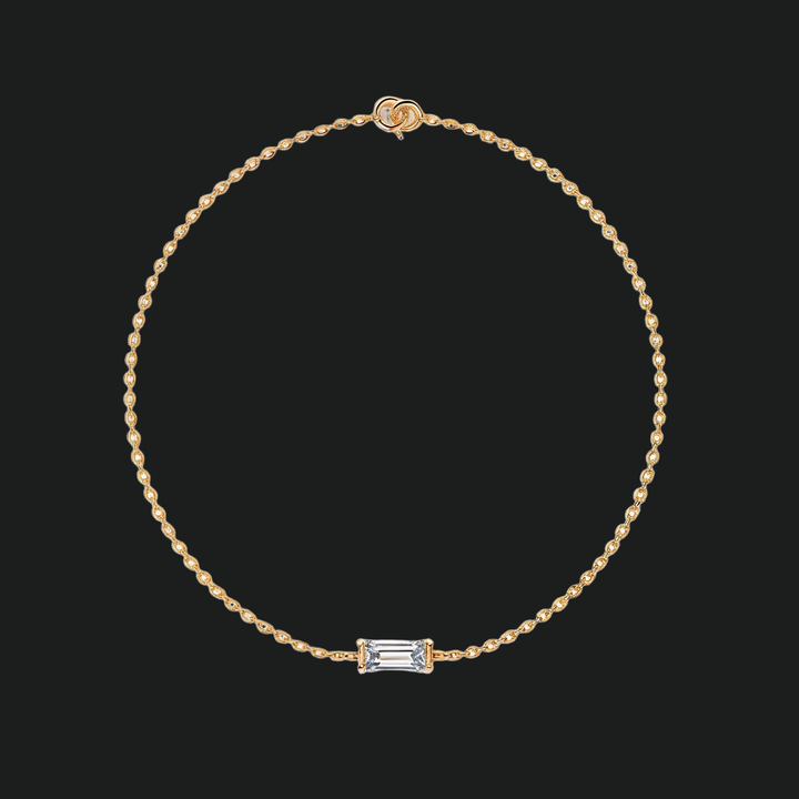 Solo Baguette Diamond Bar Bracelet - 9kt White Gold with Lab-Grown Diamond