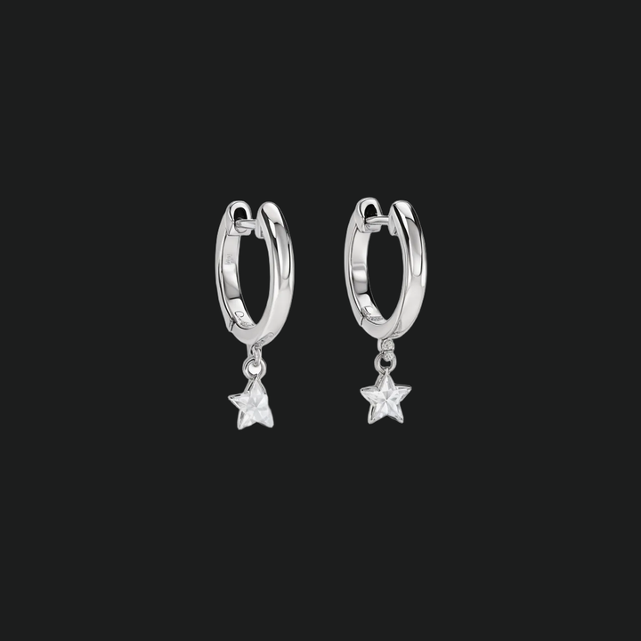 Star Diamond Drop Huggie Hoop oorbellen