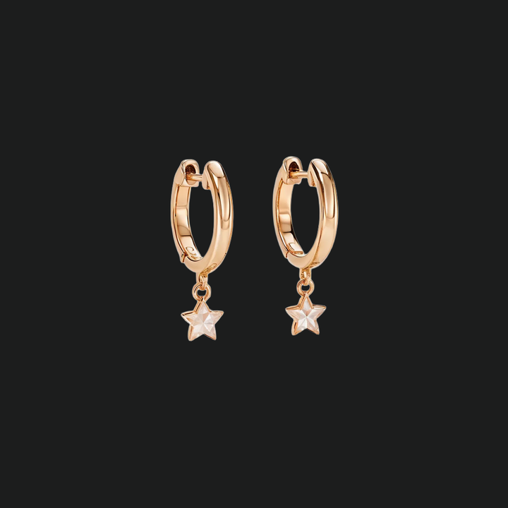 Star Diamond Drop Huggie Hoop oorbellen