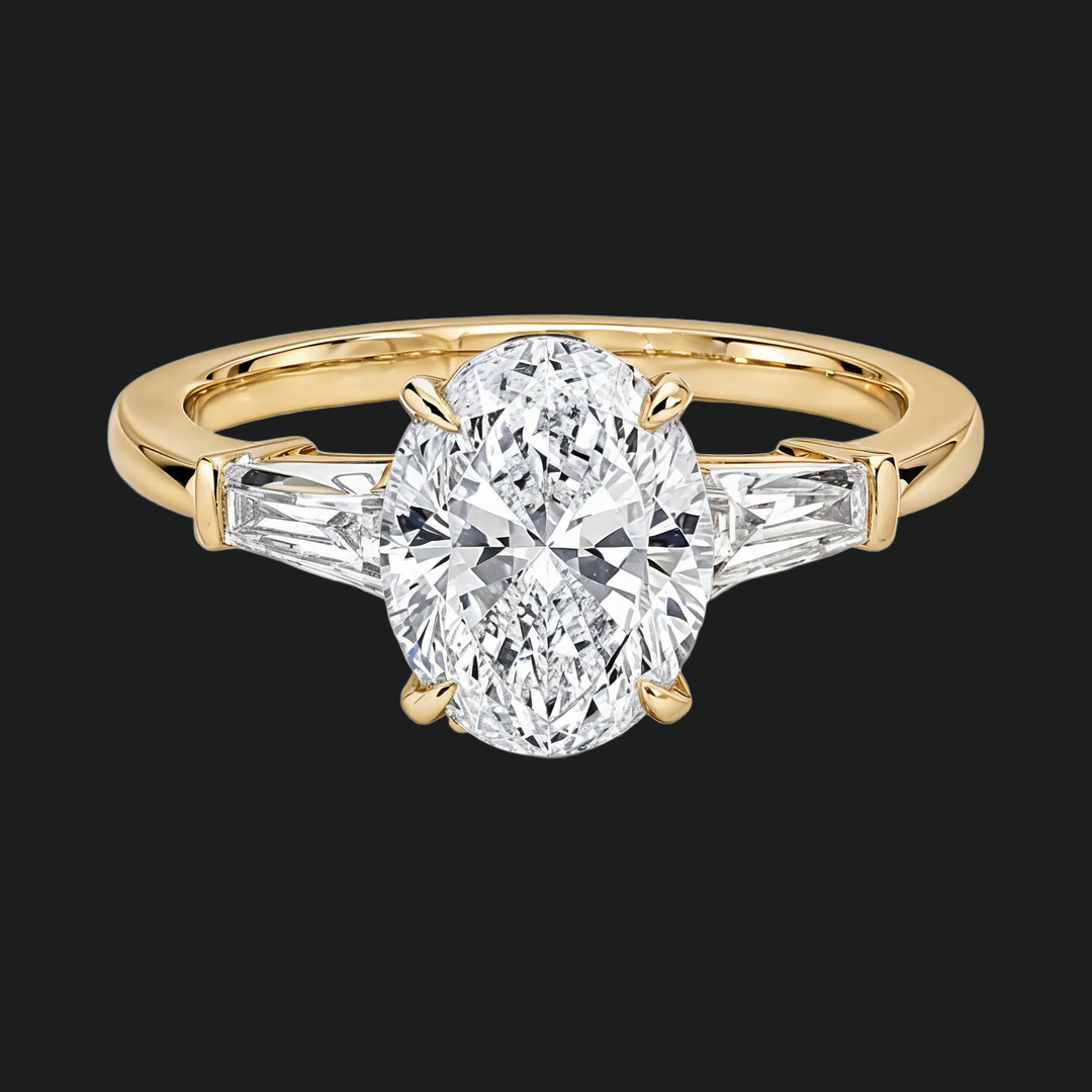 Coupe ovale Coup Tree Stone Engagement avec des accents de diamant en or blanc 9kt