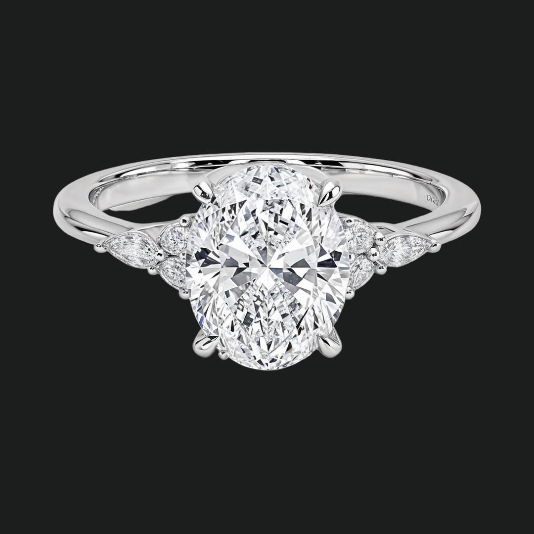 Oval Solitaire Diamond Access Pierścień zaręczynowy