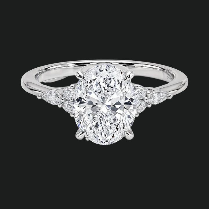Oval Solitaire Diamond Access Pierścień zaręczynowy