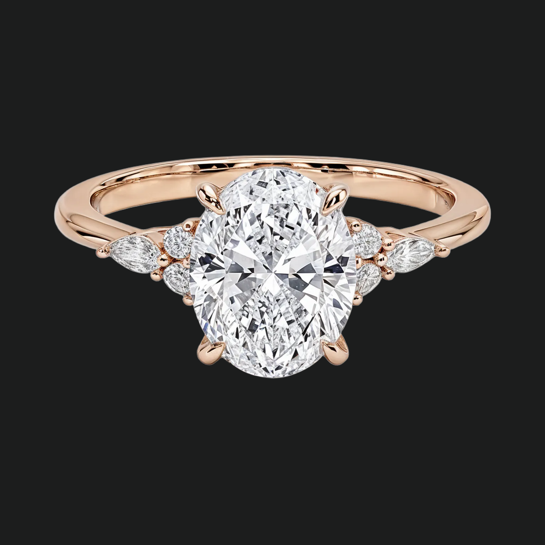 Oval Solitaire Diamond Access Pierścień zaręczynowy