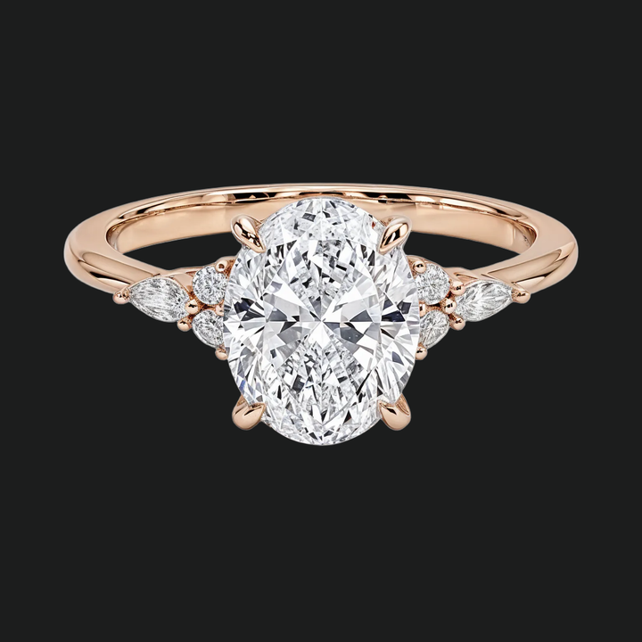 Oval Solitaire Diamond Access Pierścień zaręczynowy