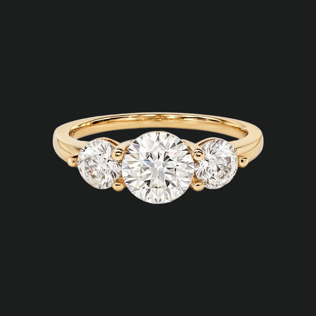 Round trois pierres Round Accents Diamond Rogue de fiançailles (2) en or blanc 9kt