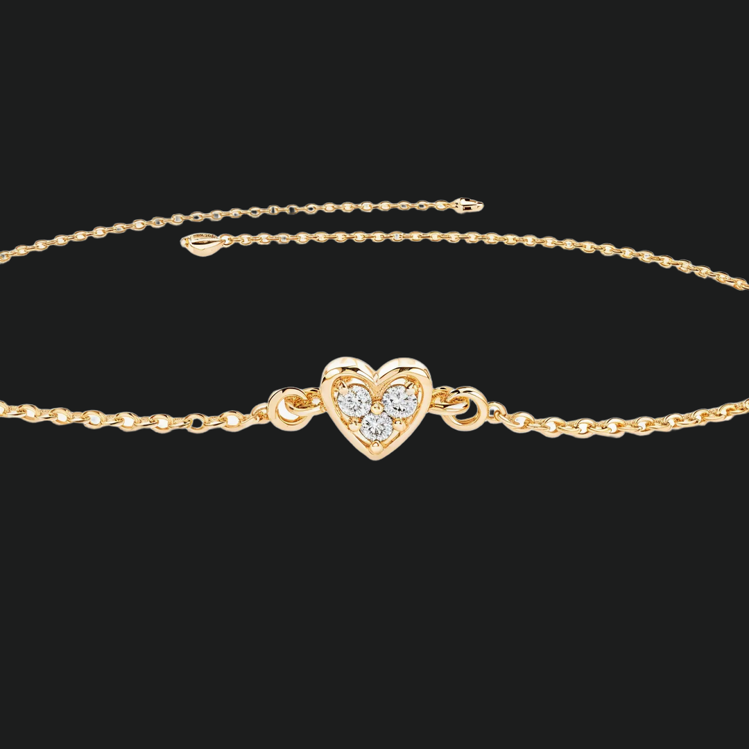 Three Stone Diamond Line Bracelet - 9kt White Gold with Lab-Grown Diamond