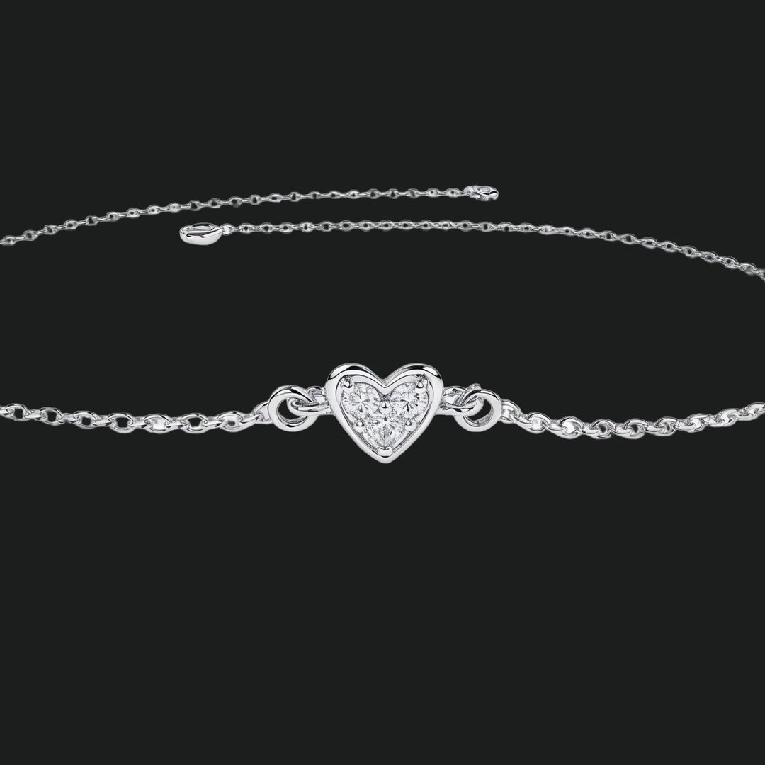 Three Stone Diamond Line Bracelet (1) - 9kt White Gold with Lab-Grown Diamond