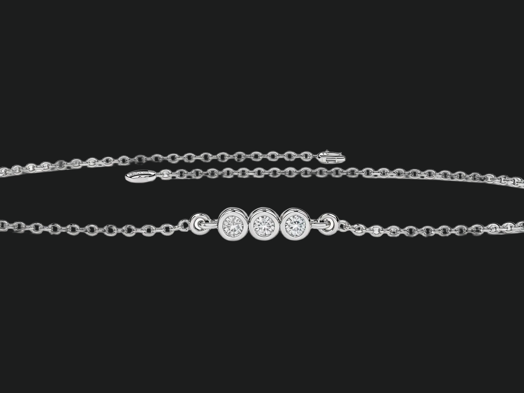 Runde geschnittenes Diamant -Trio -Lünette Armband