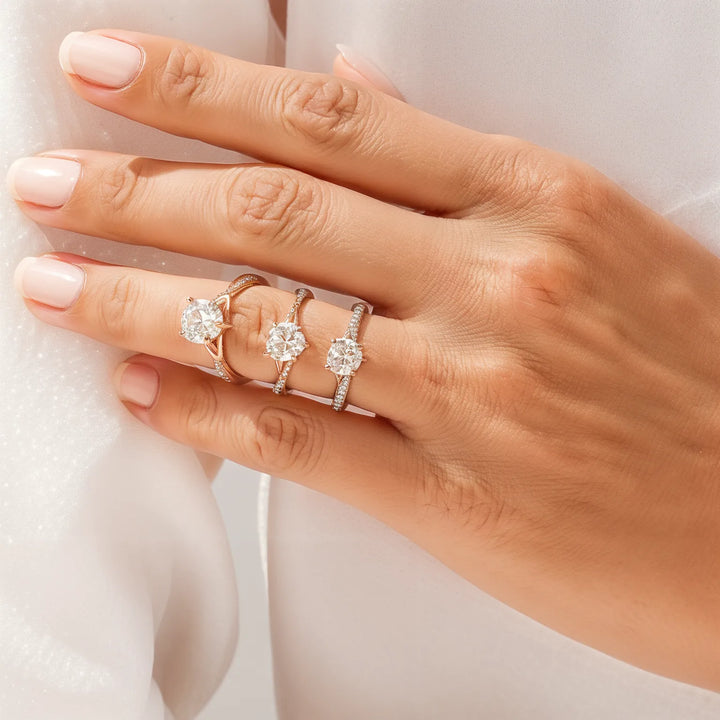 Twist Heart Cut Diamond Access Piersłąd zaręczynowy z pavé opaską