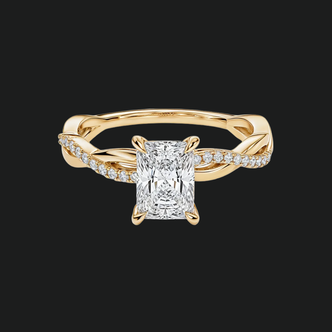 Twist Radiant gesneden verlovingsring met diamantaccenten in 9kt witgoud