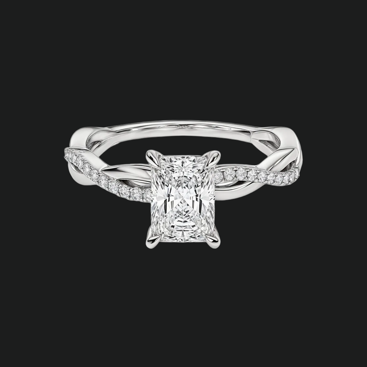 Twist Radiant gesneden verlovingsring met diamantaccenten