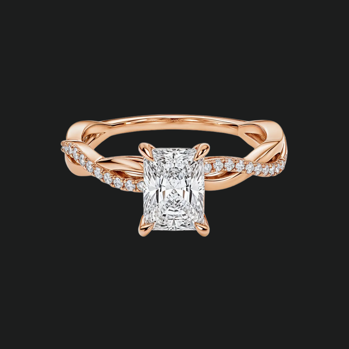 Twist Radiant gesneden verlovingsring met diamantaccenten