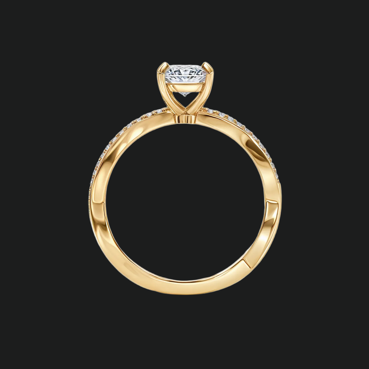 Twist Radiant gesneden verlovingsring met diamantaccenten