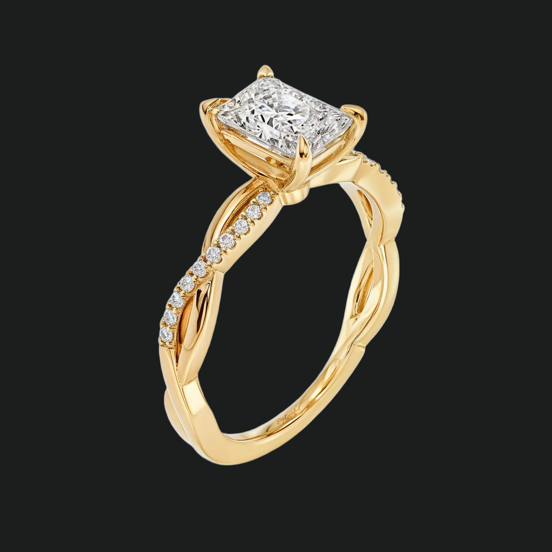 Twist Radiant gesneden verlovingsring met diamantaccenten
